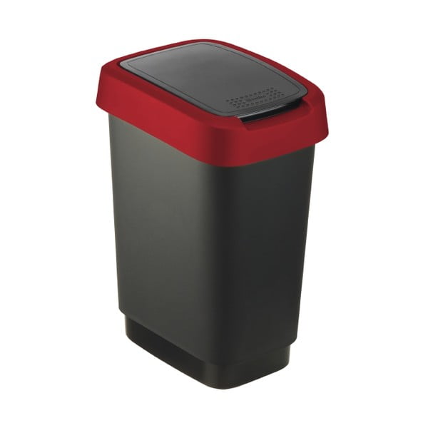Punane ja must taaskasutatud plastist prügikast 10 L Twist - Rotho