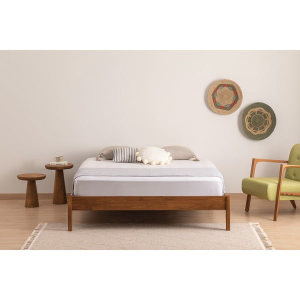 Tumepruuni-naturaalset värvi kuusepuidust kaheinimesevoodi 180x200 cm Galaksi - Kalune Design-image-2