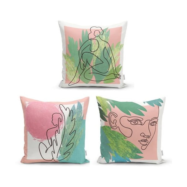 3 dekoratiivse padjakatte komplekt Värviline minimalistlik, 45 x 45 cm - Minimalist Cushion Covers