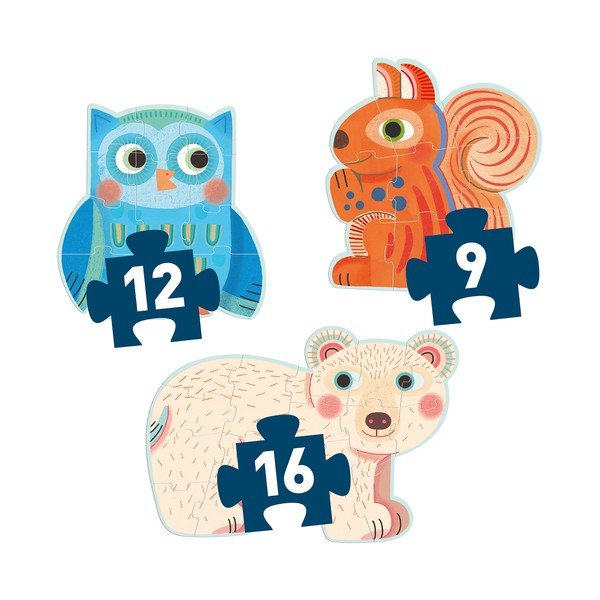 Komplekt 3 laste metsapuzzleedist koosnevat komplekti - Djeco-image-2
