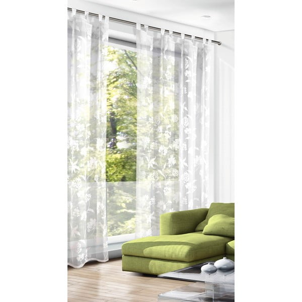 Valge voile kardin 135x245 cm Flowers - Sehlbach-image-1