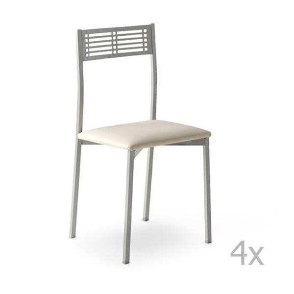 Sada 4 bílých jídelních židlí Pondecor Isaias
