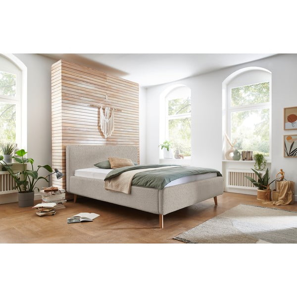Beež polsterdatud kaheinimesevoodi 180x200 cm Mattis - Meise Möbel-image-1