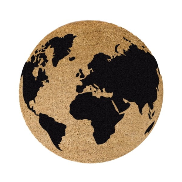 Must ümmargune looduslik kookosmatt , ⌀ 70 cm Globe - Artsy Doormats