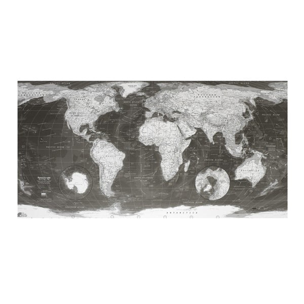 Mapa světa World Map 130x72 cm, monochromní