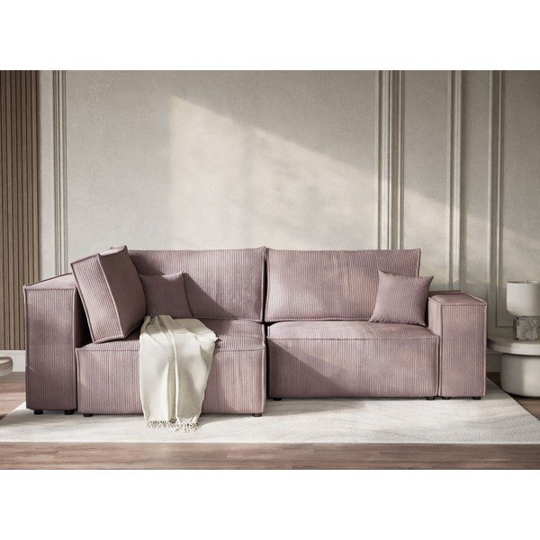 Lilla velvetist panipaigaga nurgadiivanvoodi (vasak nurk/L-kujuline) Tonga - Maison de Rêve-image-1