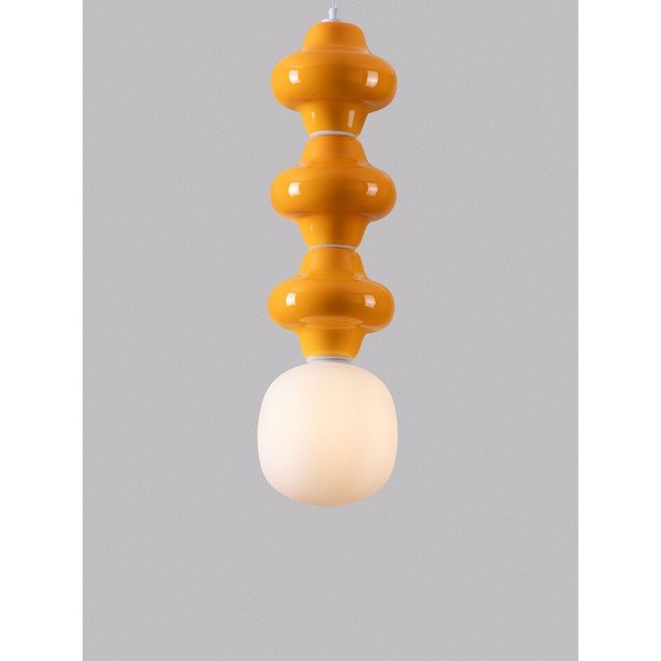 Valge/oranž keraamiline ripplamp klaasist varjuga, ø 18 cm Clio - Nova Luce-image-1