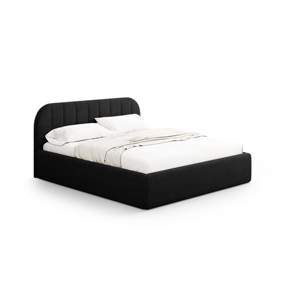 Must polsterdatud kaheinimesevoodi, koos panipaiga ja restiga 160x200 cm Juno – Windsor & Co Sofas