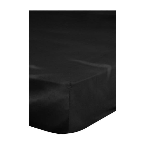 Černé elastické prostěradlo na dvoulůžko Emotion, 140 x 200 cm