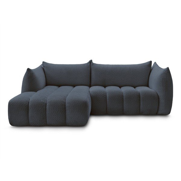 Tumesinine buklee-kangast nurgadiivan (vasak nurk/diivanvoodiga) Azra - Bobochic Paris