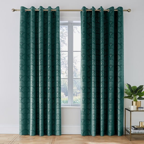 Rohelised kardinad 2tk komplektis 168x183 cm Art Deco Pearl - Catherine Lansfield-image-1