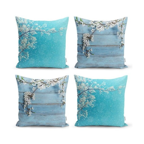 4 dekoratiivse padjapüüri komplekt Talvised lilled, 45 x 45 cm - Minimalist Cushion Covers