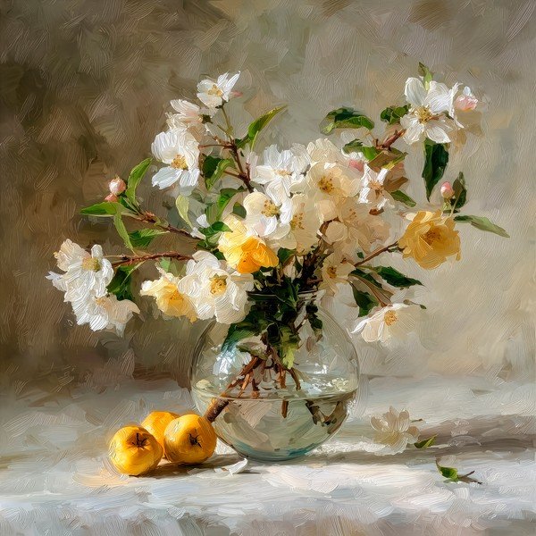 Trükitud pilt raamiga 70x70 cm Apple Flowers - Styler