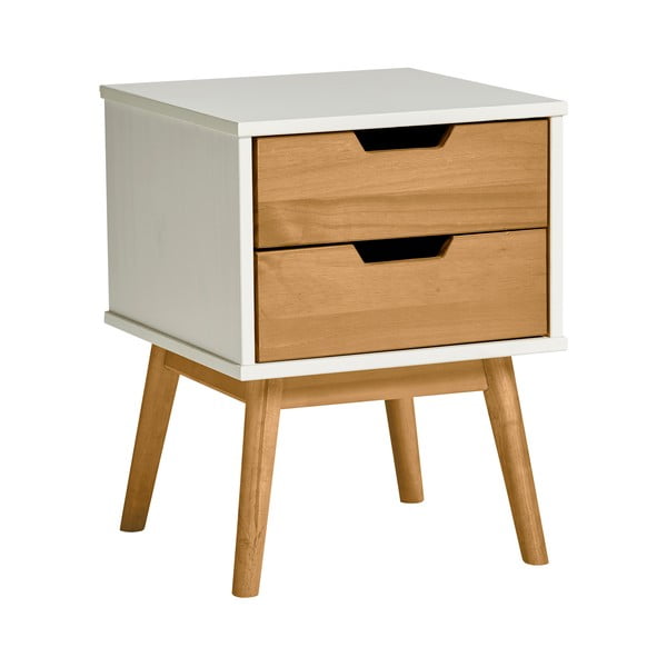 Valge ja pruun öökapp, mis on valmistatud massiivsest männipuidust Baku - Marckeric-image-2