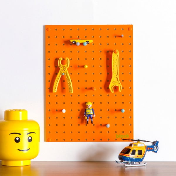 Oranžová multifunkční nástěnka Pegboard Small, 40,5 x 30 cm