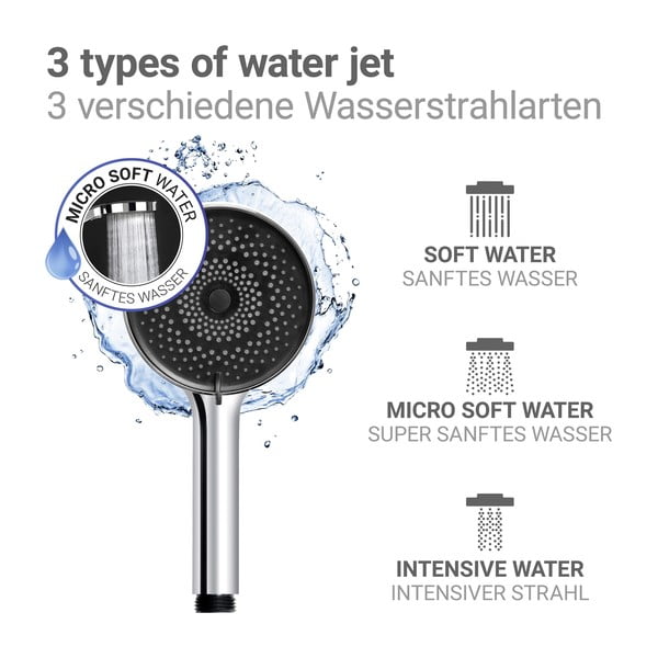 Hõbedane plastikust dušipea, läbimõõduga 12 cm Softwater - Wenko-image-3