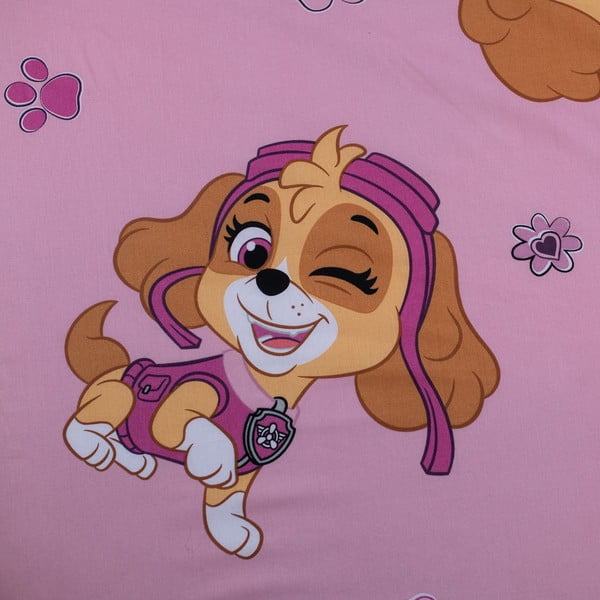 Roosa laste puuvillane lina üheinimesevoodile 90x200 cm Paw Patrol - Jerry Fabrics-image-2