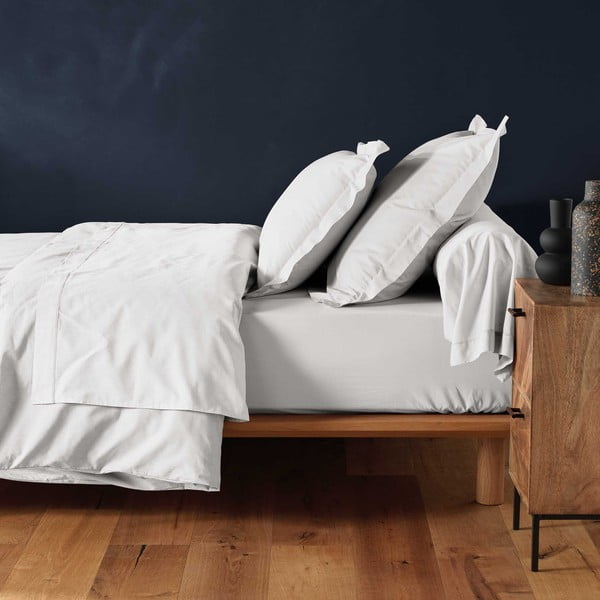 Valge puuvillane kummiga lina 160x200 cm Lina - douceur d'intérieur-image-1