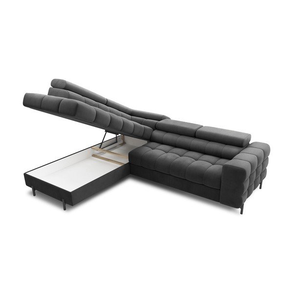 Tumehall sametist lahtikäiv/sahtliga nurgadiivan (vasak nurk/L-kujuline) Ferucce – ELTAP-image-4