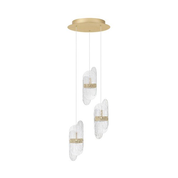 Metallist hämardatav LED-ripatslamp messingivärvis klaasist varjuga, läbimõõduga 32 cm Lucien - Nova Luce