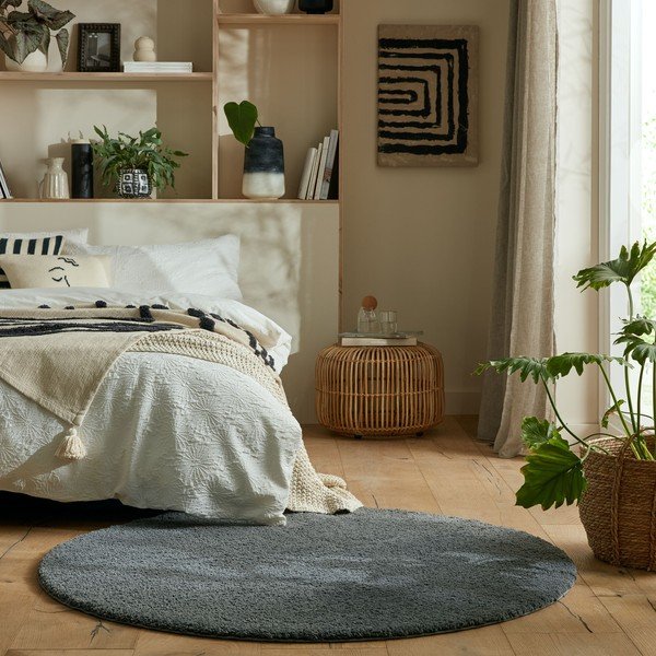 Tumehall pestav ümmargune vaip taaskasutatud kiududest 180x180 cm Fluffy - Flair Rugs-image-1