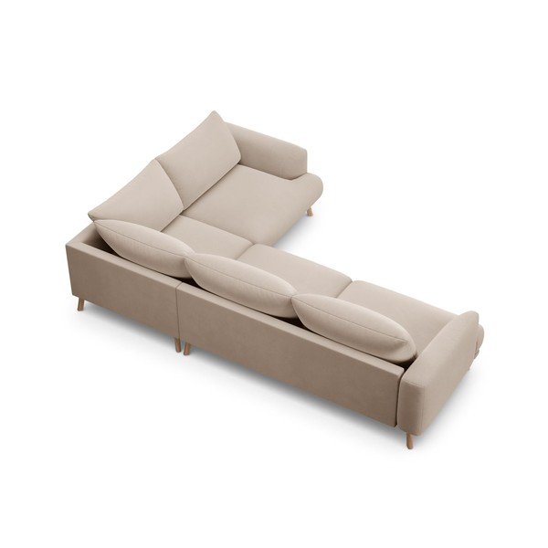 Beež sametist nurgadiivan (parem nurk/L-kujuline) Naomi - Micadoni-image-3