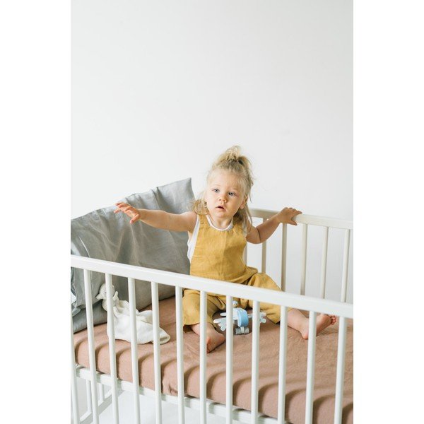 Laste oranž linane kummiga lina Nature, 90 x 200 cm - Linen Tales-image-4