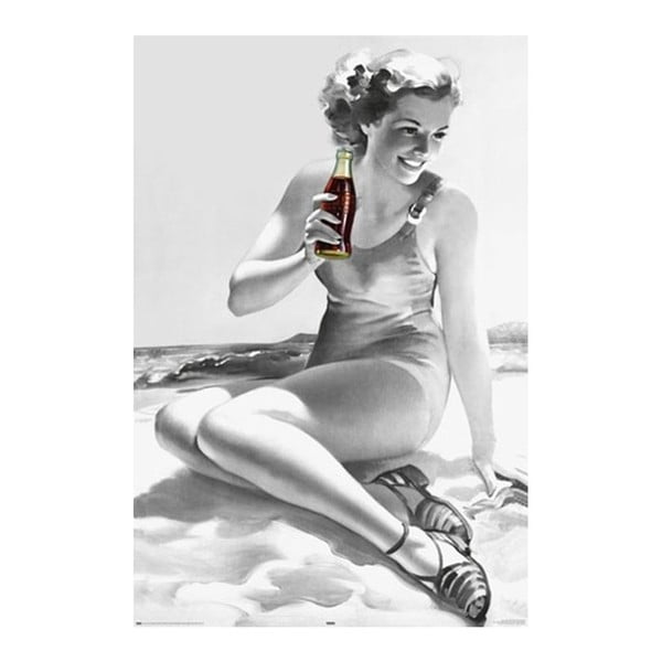 Plakát Girl Drinks Coca Cola, 61x91 cm