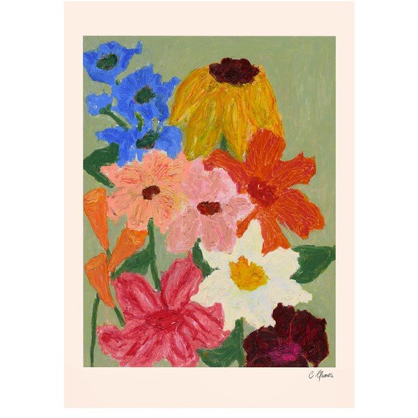 Plakat 50x70 cm Flowers on Sage Green – Carla Llanos - The Plakat Club