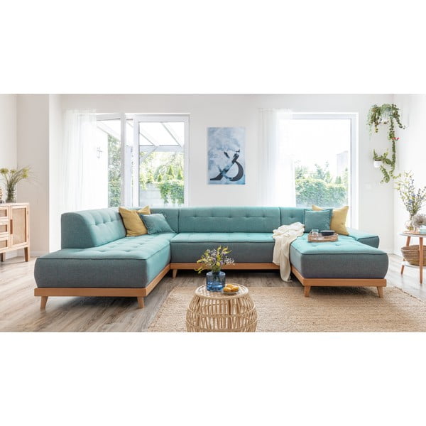 Türkiissinine nurgadiivanvoodi (vasak nurk/"U") Dazzling Daisy - Miuform-image-3