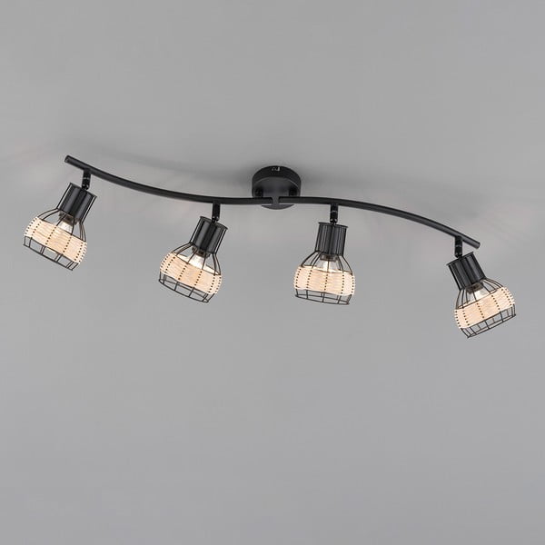 Must laevalgusti metallist-rotangist varjuga 10,5x70 cm Straw - Fischer & Honsel-image-2