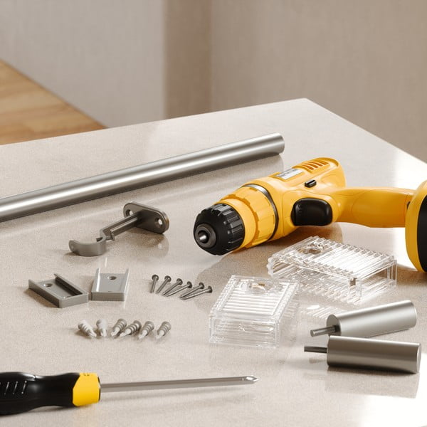 Matt hõbedane terasest pikendatav kardinapuu 107–305 cm Flute - Umbra-image-1