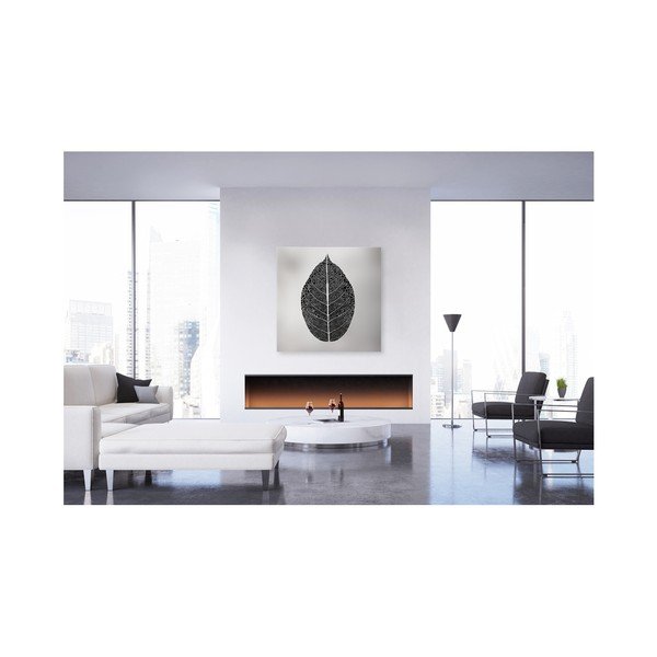 Lõuendmaal Uno Black Leaf, 65 x 65 cm Silver - Styler-image-1
