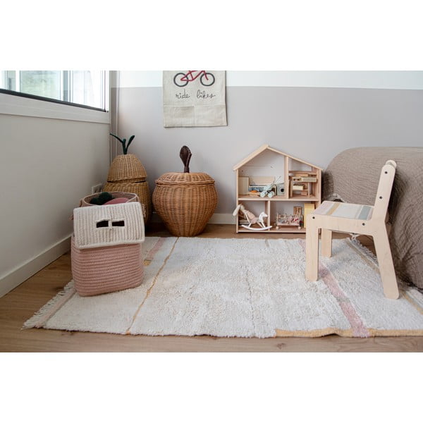 Roosa-kreem pestav käsitsi kootud puuvillane vaip 90x130 cm Lanes Vintage Nude - Lorena Canals-image-1