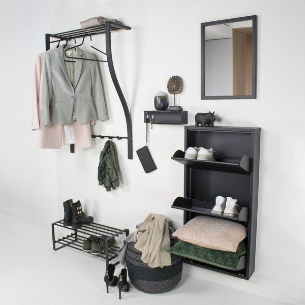 Hõbedane metallist seinanagi riiuliga Carve - Spinder Design-image-1