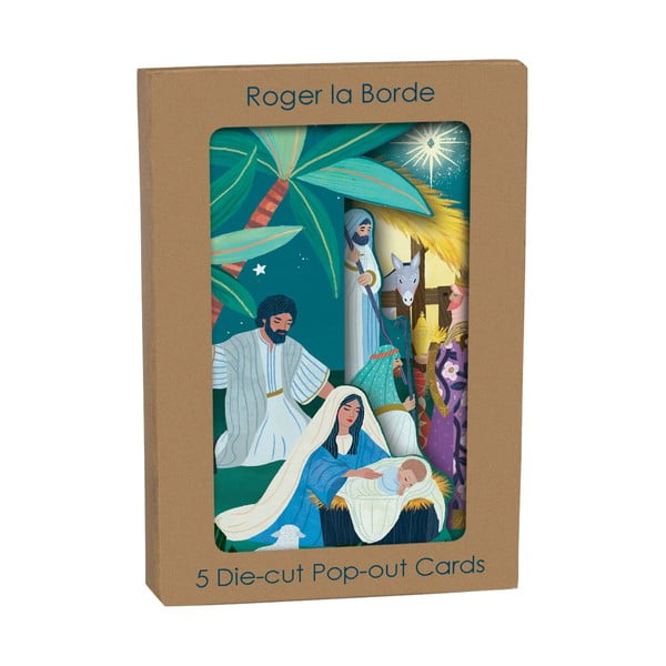 Tervituskaartide komplekt 5 tk jõulumotiiviga Away in the Manger  – Roger la Borde-image-1
