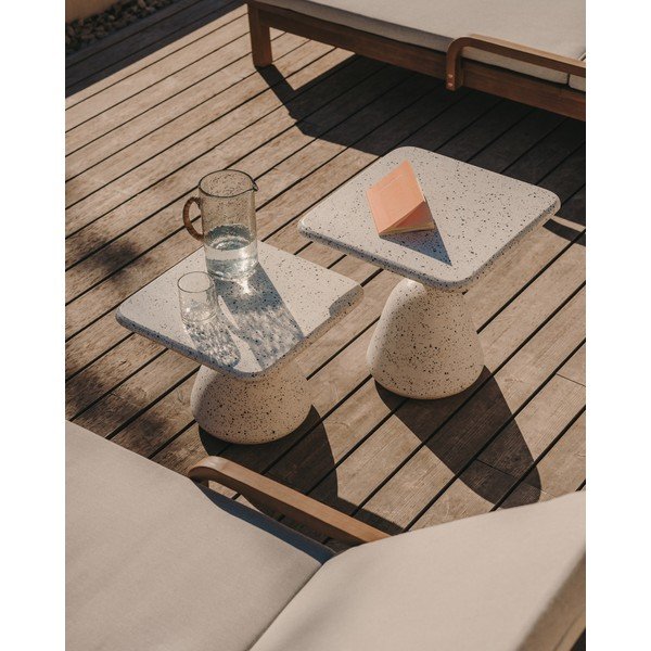 Valge terrazzo diivanilaud 48x48 cm Saura - Kave Home-image-1