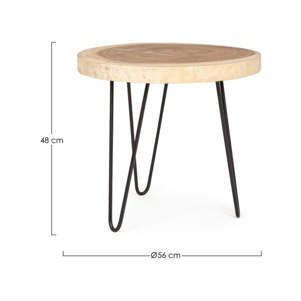 Ümmargune abilaud, mis on valmistatud täispuidust mungguri puidust, läbimõõduga 56 cm Tuala - Bizzotto-image-3