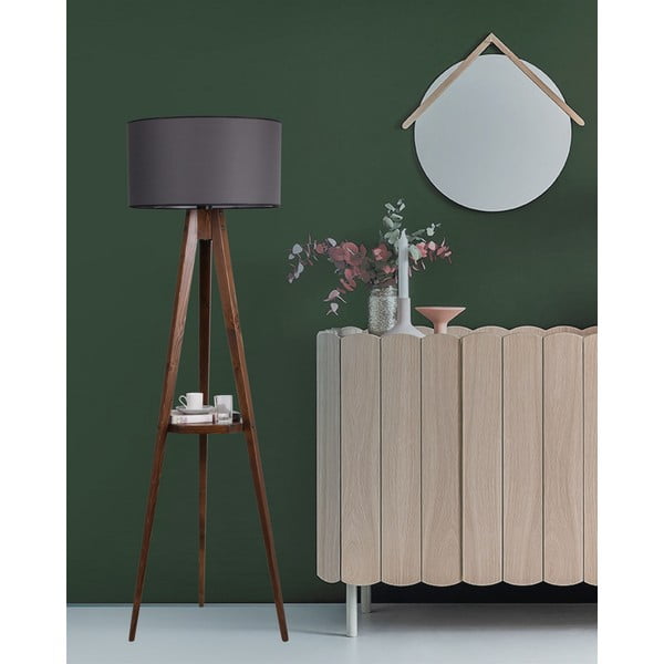 Must-pruun põrandavalgusti tekstiilist varjuga (kõrgus 154 cm) Sehbalı Tripod - Opviq lights-image-1