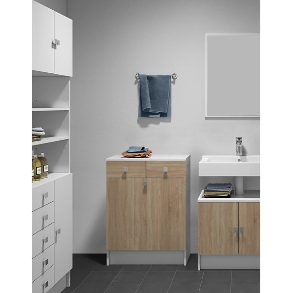 Valge madal vannitoakapp tammepuust 60x82 cm Combi - TemaHome-image-1