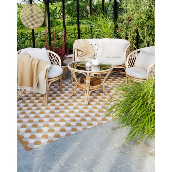 Ookerkollane villane tekk 140x200 cm Ylva Ochre - Pappelina-image-3