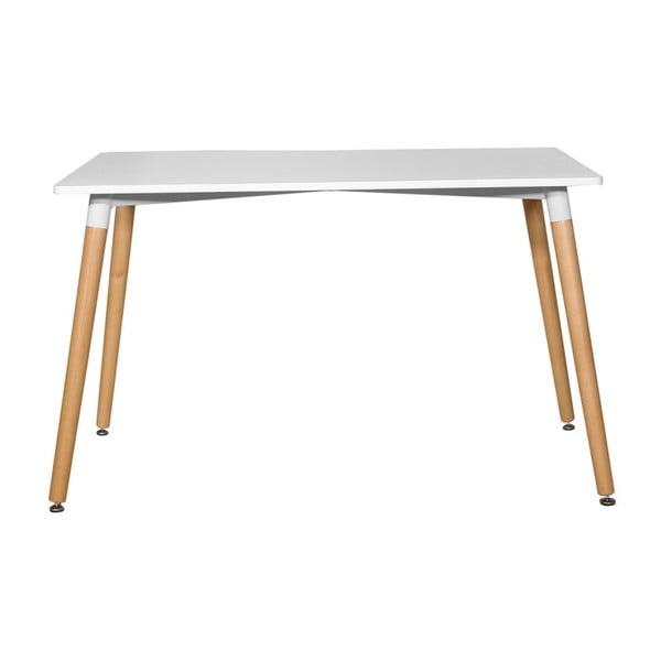 Bílý jídelní stůl s nohami z bukového dřeva Diamond, 120 x 80 cm
