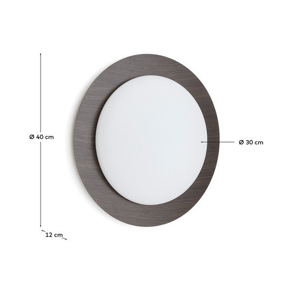 Tumepruun metallist LED-seinalamp ø 40 cm Novae - Kave Home-image-4
