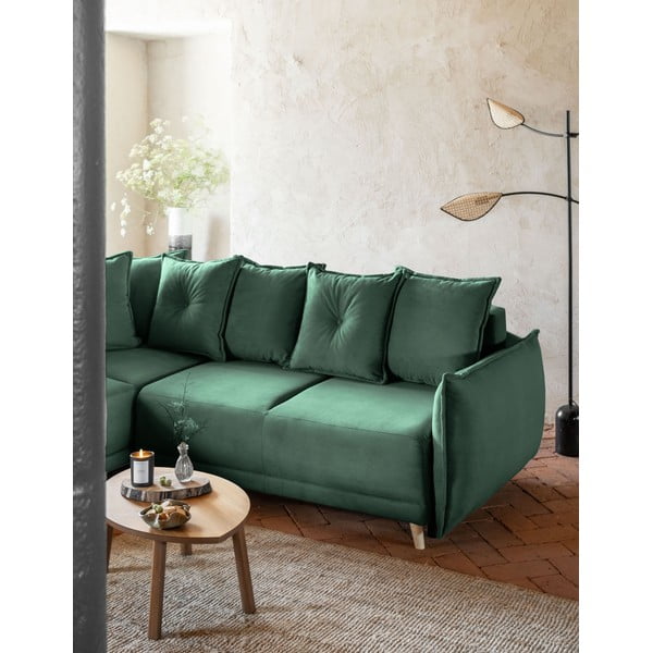 Roheline velvetist nurgadiivanvoodi (vasak nurk) Lazy Lukka - Miuform-image-4