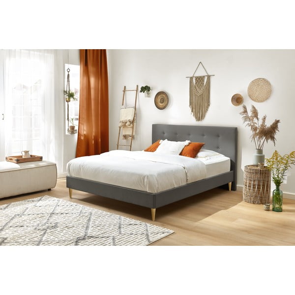 Antratsiitist polsterdatud kaheinimesevoodi koos restiga 180x200 cm Rory - Bobochic Paris-image-3