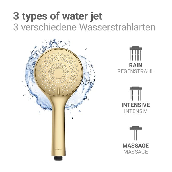 Matt kuldne pastikust energiasäästlik dušipea ø 11 cm Watersaving System - Wenko-image-3