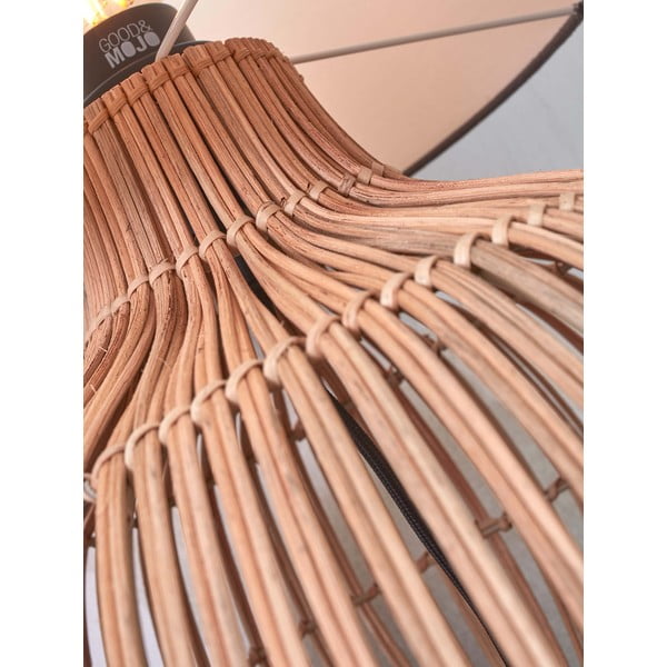 Valge-puiduvärvi tekstiilist varjuga laualamp (kõrgus 60 cm) Kalahari - Good&Mojo-image-3