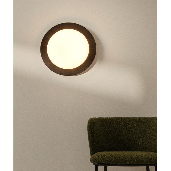 Tumepruun metallist LED-seinalamp ø 40 cm Novae - Kave Home-image-1