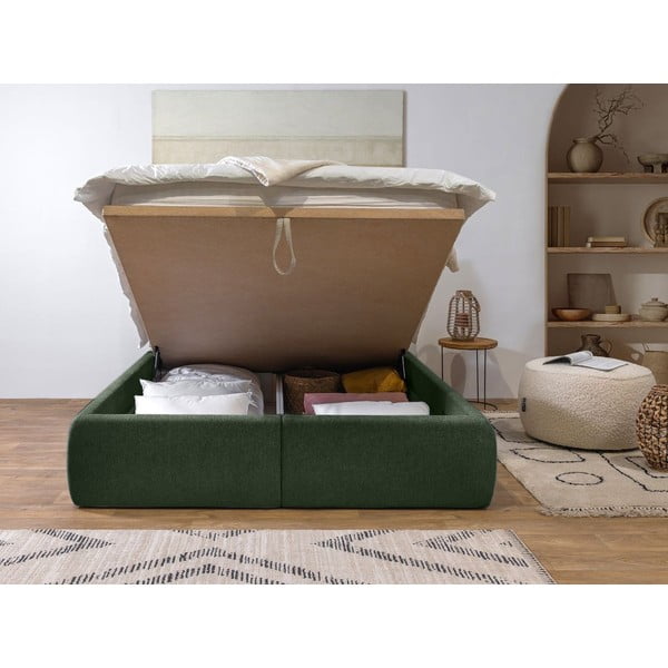 Tumeroheline polsterdatud kaheinimesevoodi koos panipaiga ja voodipõhjaga 160x200 cm Garance - Bobochic Paris-image-3