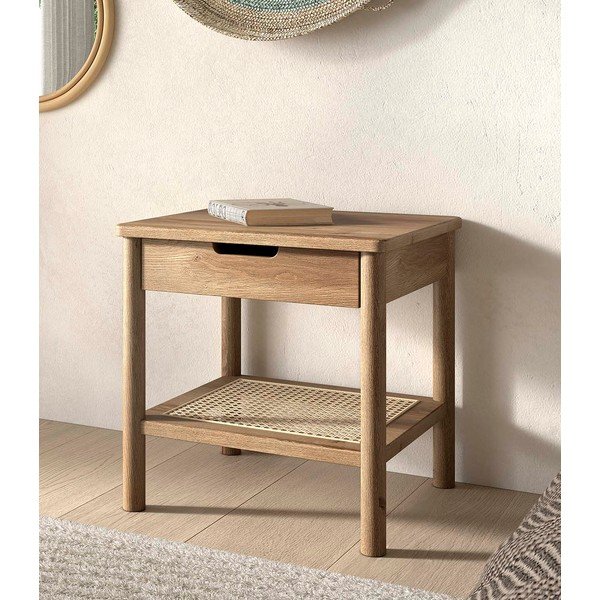 Tammest öökapp naturaalses värvitoonis riiulitega Olive - Vipack-image-1